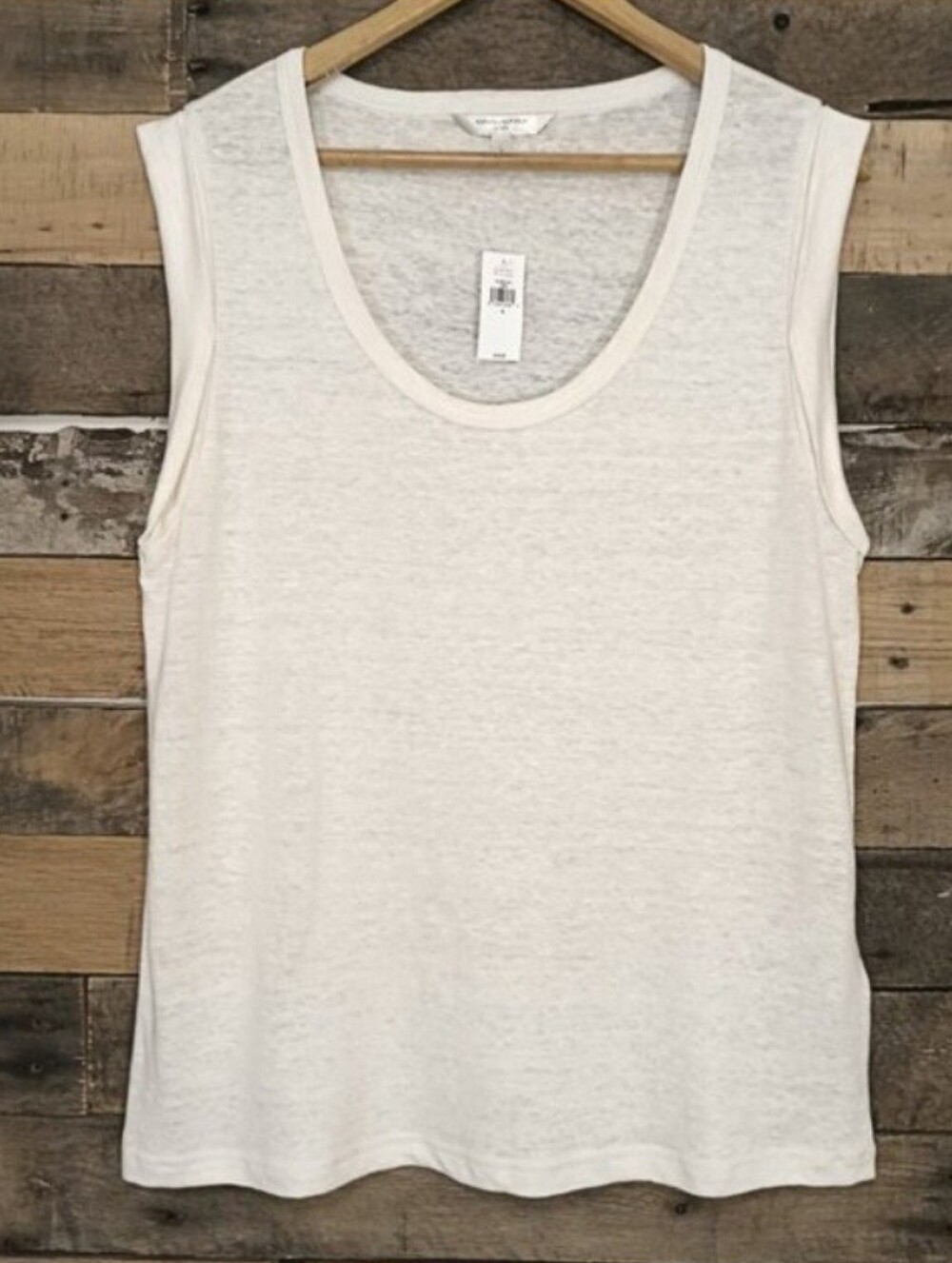 NWT 25" Cream Banana Republic Linen Roll Cuff Tank Sleeveless Top